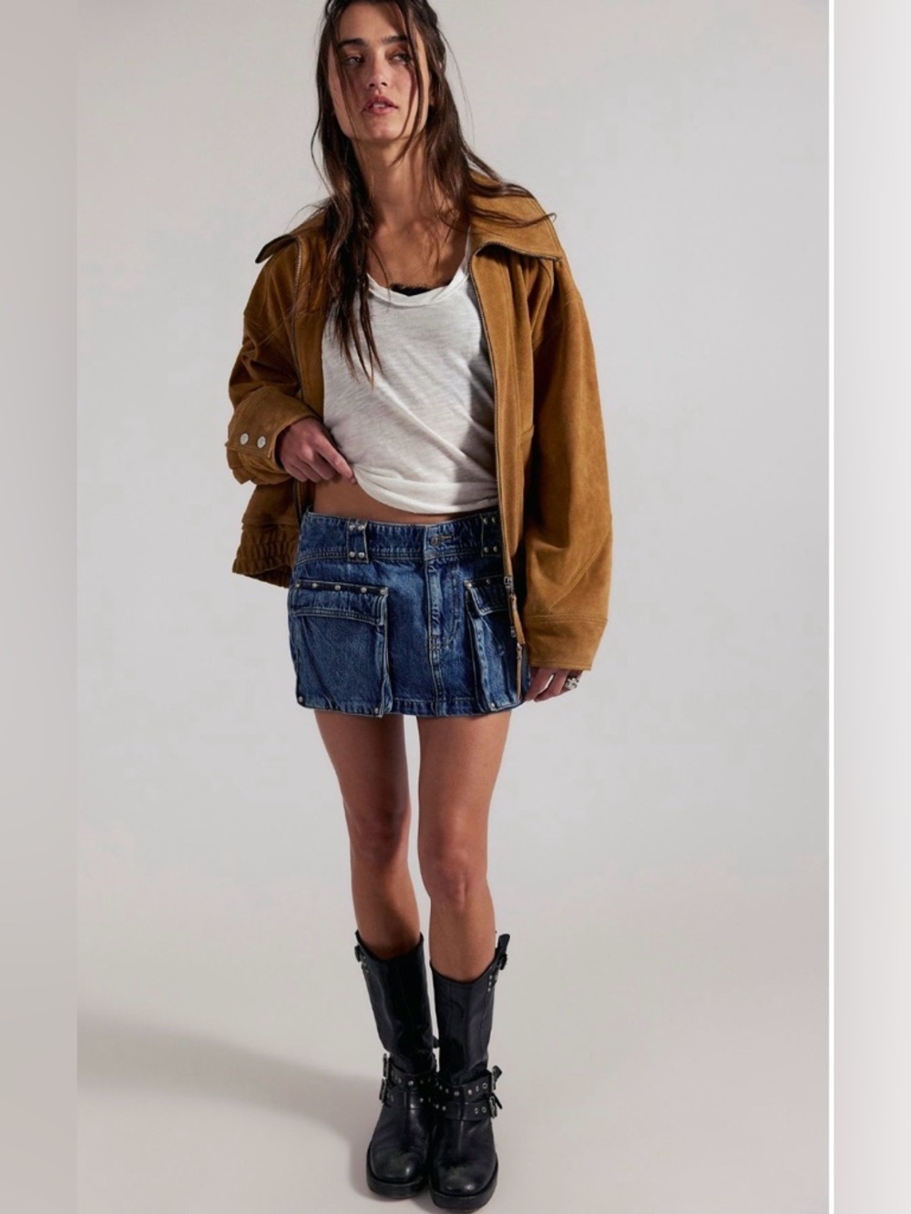 We the Free‎ Hera Studded Denim Mini Skirt NWOT Juno